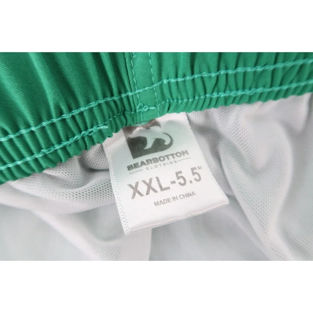 Bearbottom Swim Trunks Mens XXL Green‎ 5.5 Inseam Stretch Lined Elastic Waist